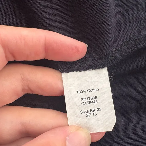 Madewell Oxford Panel‎ Split Back Tee Shirt Navy Blue Pinstripe Size Large - Image 5
