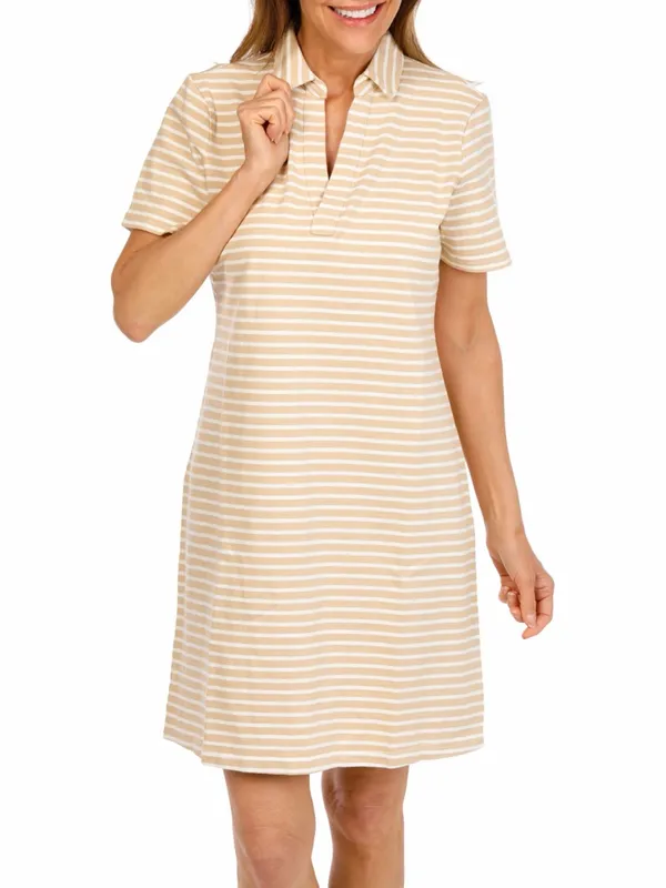 NWT Southern Tide Demi‎ Stripe Irish Cream Preppy Coastal Polo Shirt Dress - Image 2