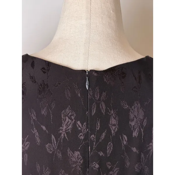 Laura Ashley Vintage 90s Dress Women 8 Brown Floral Jacquard Maxi Cottagecore - Image 8