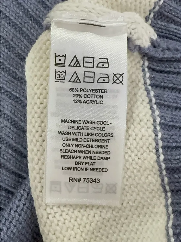 Happy Grey Striped Mock Neck Cotton Cropped Sweater Preppy Coquette - Image 6