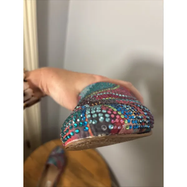 Steve Madden Conccord Rainbow‎ Rhinestone Shoes Slip Ons Flats Women Size 9 - Image 10