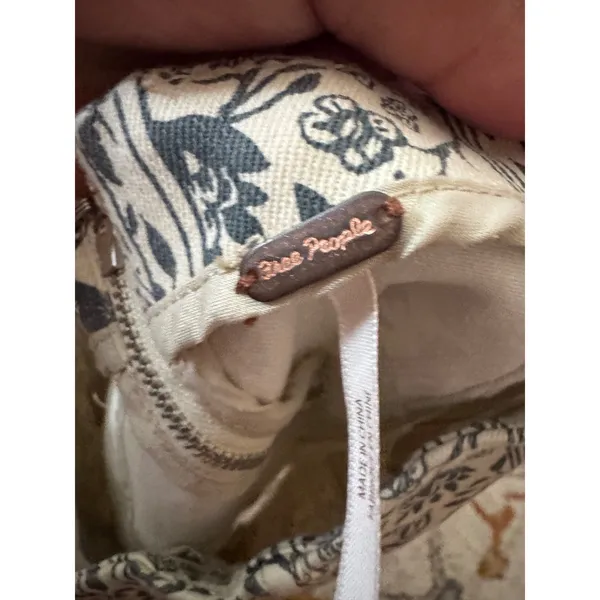 Free People Womens Floral Print Mini Skirt Cream Black Boho A-Line Size 6 - Image 4