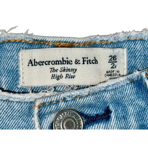 Abercrombie & Fitch The Skinny High Rise Blue Denim Distressed Jeans Size 26 2 R - Image 3