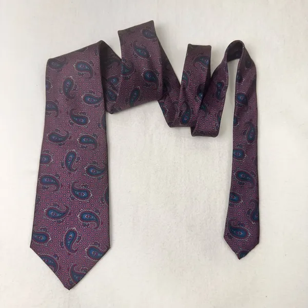 Mallards Neck Tie Silk Purple Multicolor Presley Geometric Hand Sewn USA - Image 2