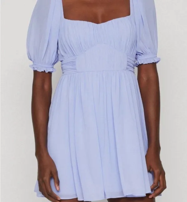 Abercrombie & Fitch Emerson Poplin Sleeve Dress Lavendar Purple Pleated Top XS - Image 2