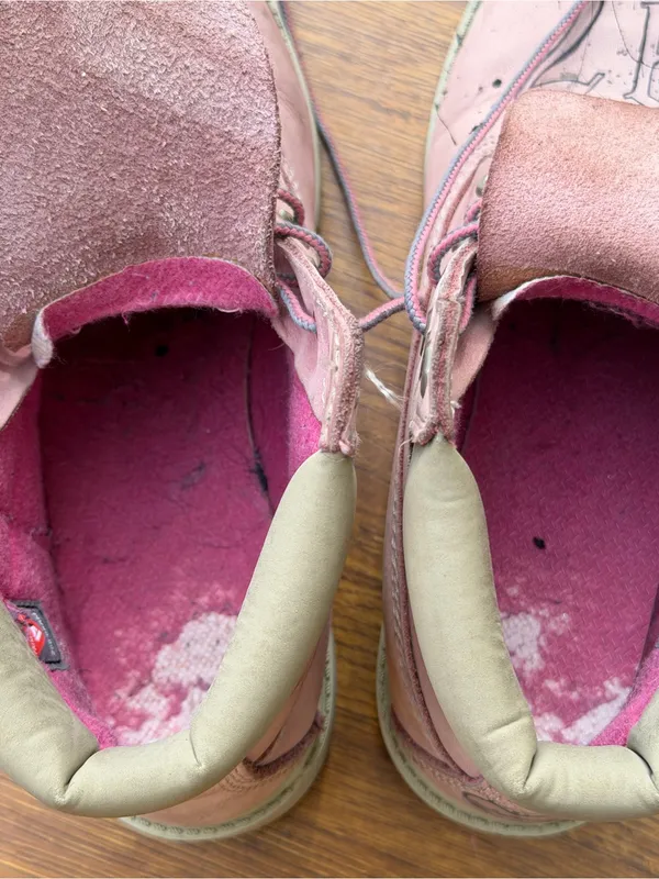 Timberland Pink 6 Inch Boots Girls US 6.5 Custom Art Leather Lace Up - Image 6