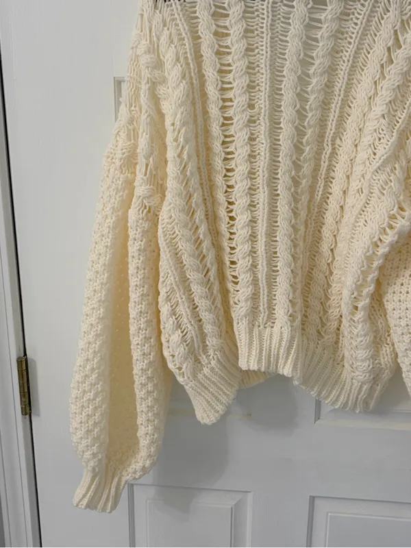 Princess Polly Cream Cable Knit Open-Front Cardigan - Image 9