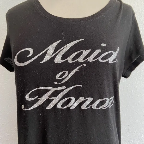 No Boundaries Black Maid of Honor Glitter T-Shirt - Image 2