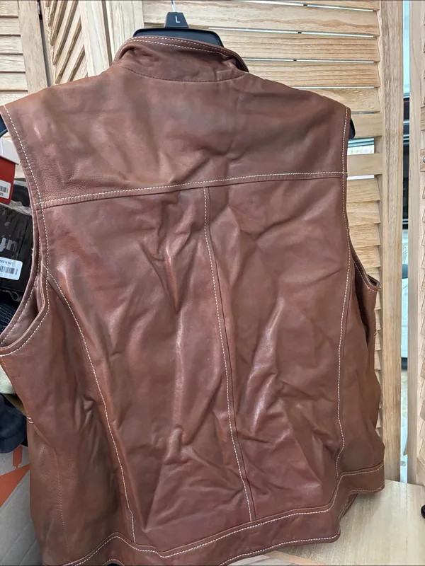 Coldwater Creek Ladies Brown Leather Utility Vest Medium - Image 7