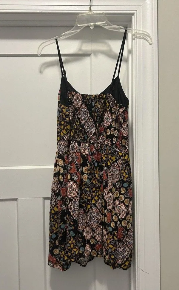 Band Of Gypsies Black Floral Strappy Bustier Cotton Minidress Size Medium Casual - Image 6