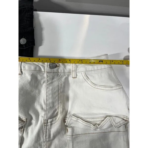 bundle love Tree Denim Cargo white Mini Skirt with Black‎ and blue skirt S Y2K - Image 2