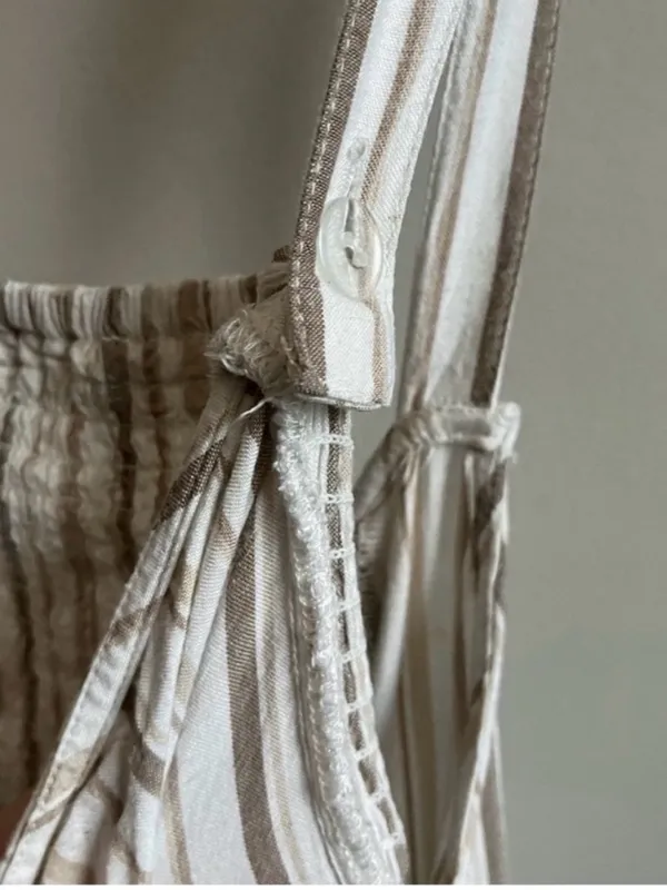 a.n.a. Rayon & Linen Blend Dress with Pockets Cream with Brown Stripes 2X - Image 3