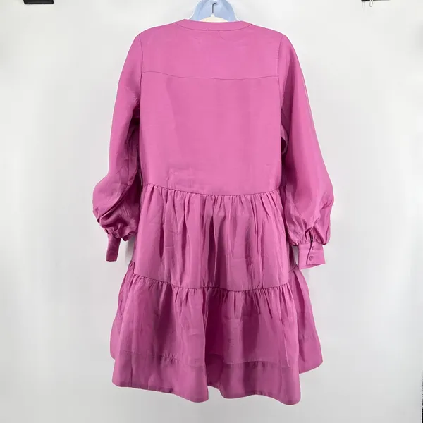 Hyacinth House Tuckernuck‎ NWT Amie Mini Dress Pink Magenta Pleated Bib Size M - Image 8