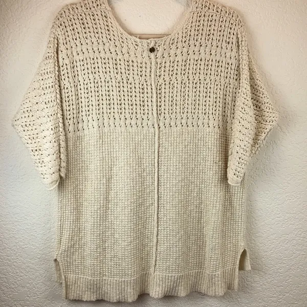 *Billabong Cream Colored Open Knit Hi Low Coastal 3/4 Sleeve Size S SweaterA115 - Image 9