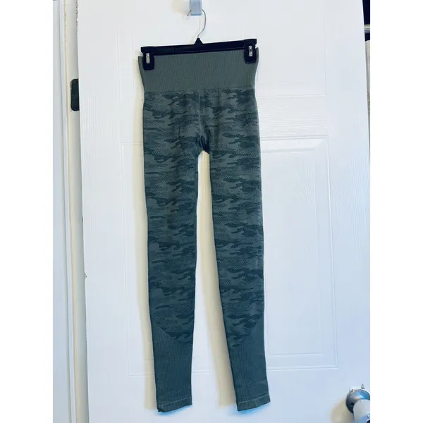 Ryka Camouflage Seamless Leggings Women Small‎ Green High Rise Ribbed Activewear - Image 2