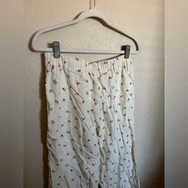 Anthropologie Feather Bone Talese Wide Leg Linen Blend Cherry Print‎ Pants Sz 6 - Image 6