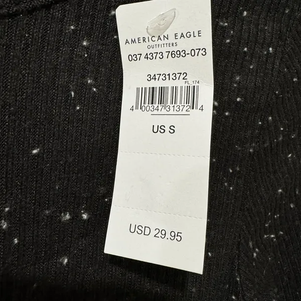 New American Eagle Black White Speckle Long Sleeve Ribbed Crop Top Women's Sz S - Image 7