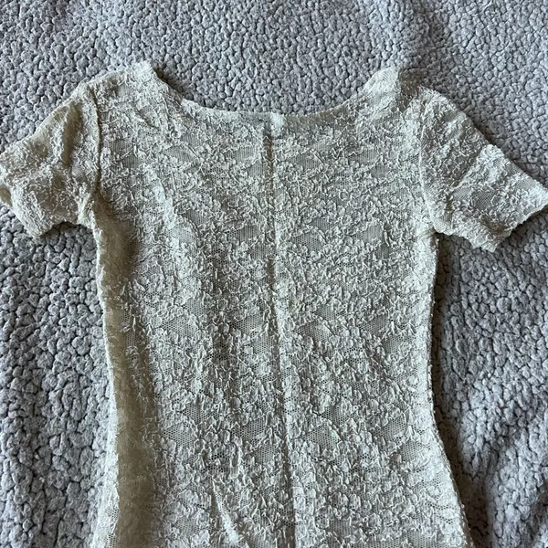 Free People Elegant Lace Cream Top - Image 2