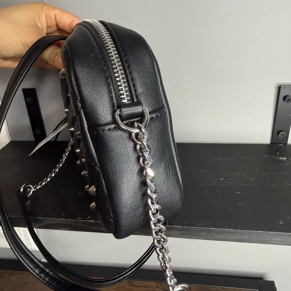 Rebecca Minkoff Black Quilted Studded Crossbody Bag Purse - Image 4