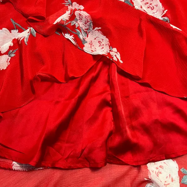 Lulus Love in Bloom Red Floral Print Off-the-Shoulder High-Low Dress Size XS - Image 8