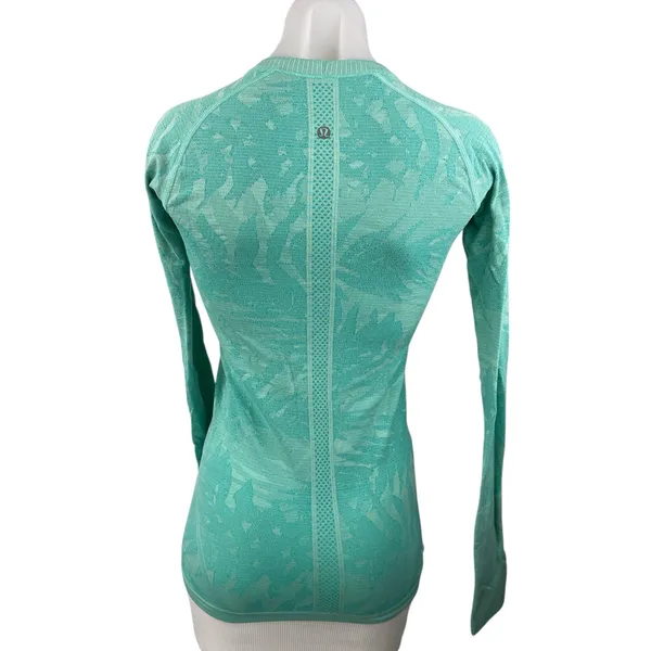 Lululemon Swiftly Tech Mint Green Printed Long Sleeve Active Tee T-shirt Top S - Image 2