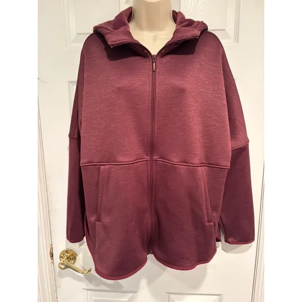 The North Face Womens Large Hoodie Full Zip Burgundy Fleece Jacket NF0A3ME2 - Image 2