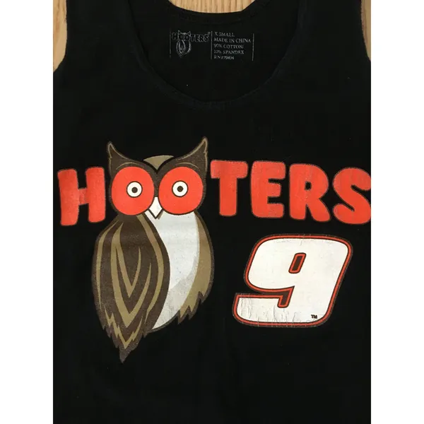 B43-1 Hooters Girl Worn Vintage Hooters Girl Uniform Tank #9 Chase Elliott XS - Image 2
