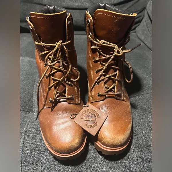 Timberland Waterproof Leather Lace-Up Combat Boots Brown Woman’s US 7.5 - Image 3