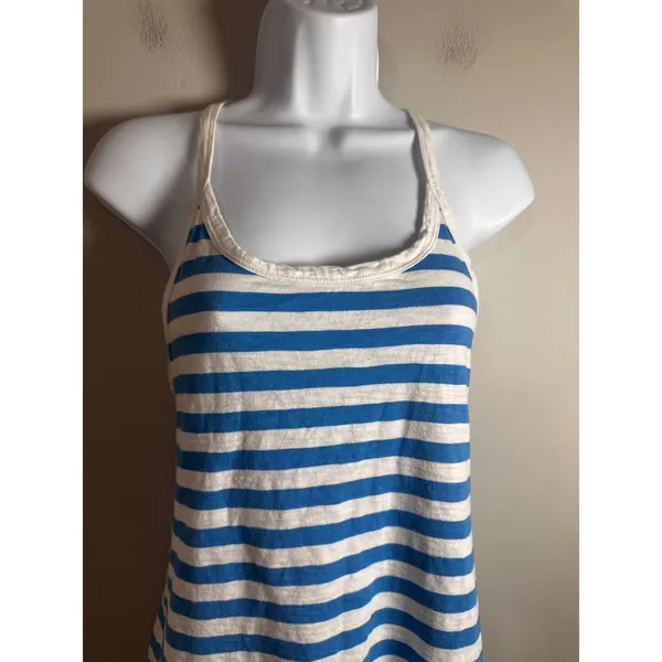 J.Crew Womens Blue White Striped Racerback Cotton Mini Tank Dress Size‎ M - Image 4