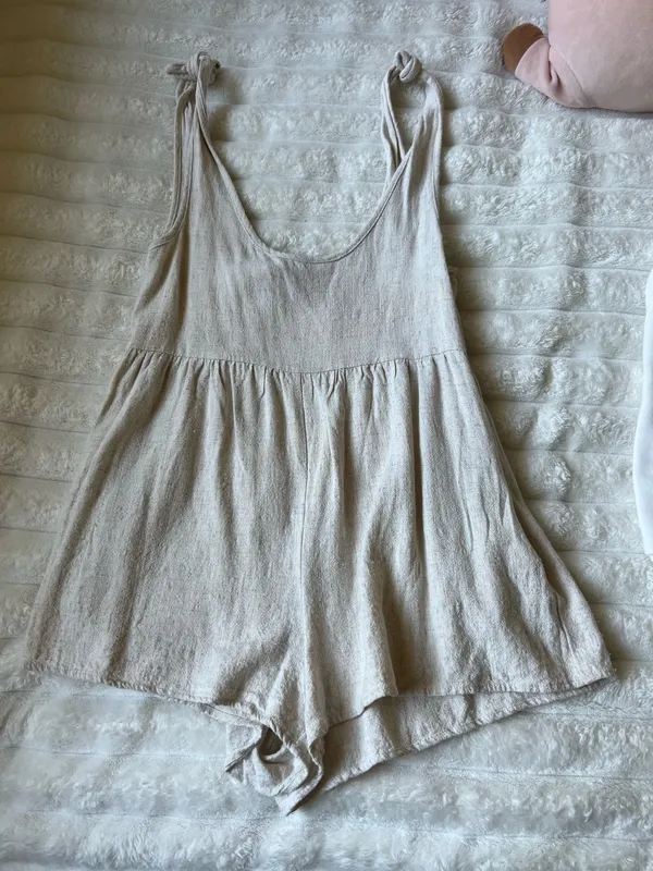Princess Polly Linen Romper Beige - Image 2