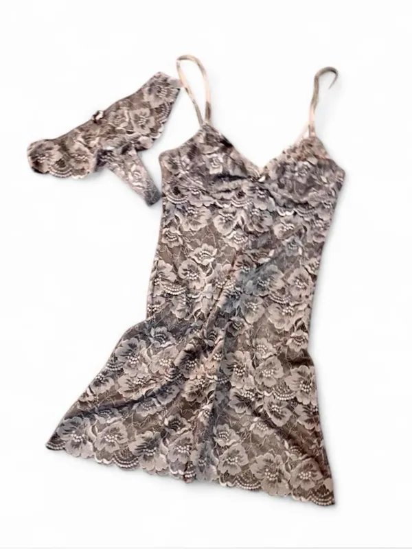 BLUSH Grey Floral Lace Chemise & Matching Panty Lingerie Set NWOT Retail $78 - Image 4