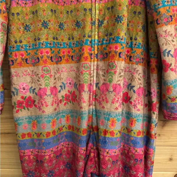 Natural Life Large Colorful Bohemian Fair Isle Print Fleece Zip Up One Piece PJ - Image 3