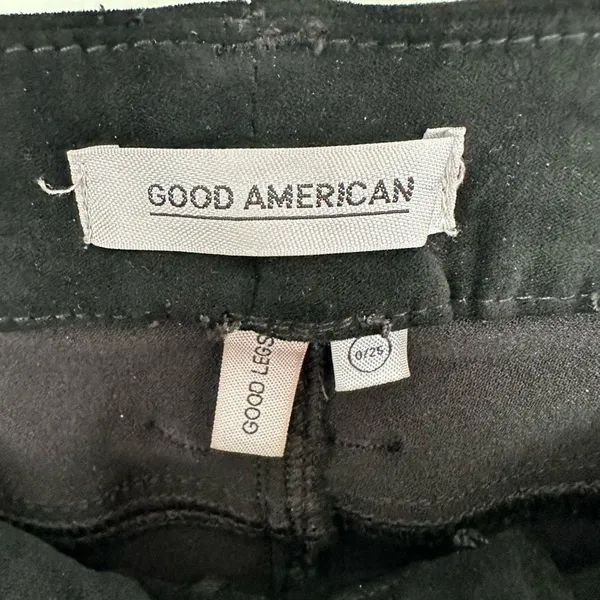 Good American Women’s 0/25 Black Faux Suede Good Legs Pants Jeans - Image 2
