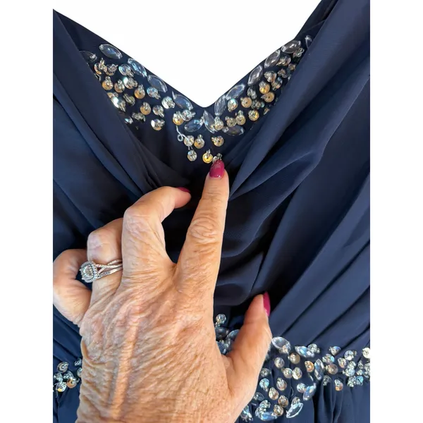 DressSale Navy Blue Chiffon Beaded Formal Evening Gown Estimated 14/16 - Image 16