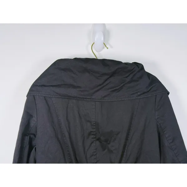 Louie Louie Double Breasted Belted Trench Coat Womens M Black Utility Scandi - Image 10