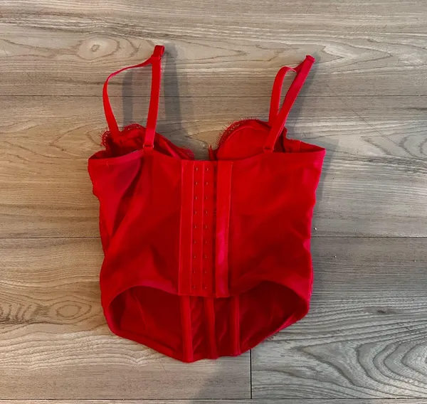 Lace Corset Top Red Size XXS - Image 2