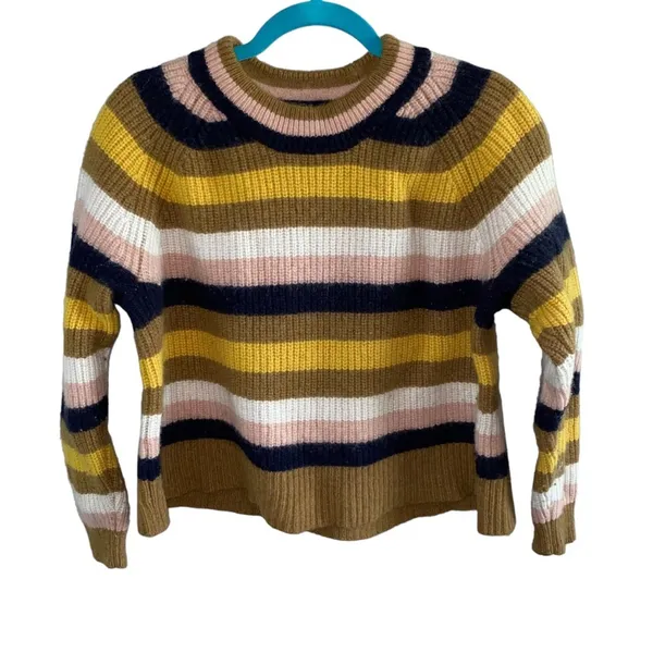Madewell Tilden‎ Stripe Wool Blend Sweater Small Multicolor Crewneck Cozy Knit - Image 2