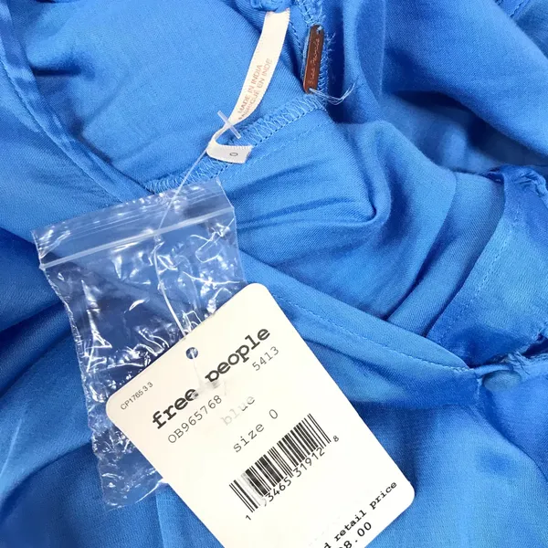 FREE PEOPLE Later Days Blue Button Front Long Sleeve Midi Dress Size‎ 0 New - Image 10