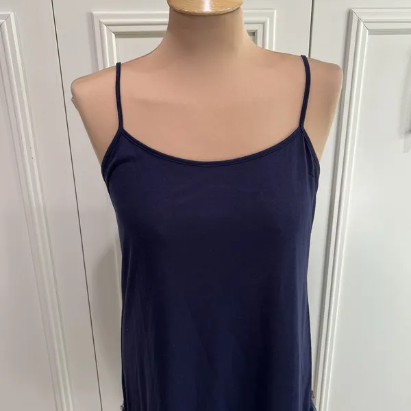 Mystree Women's‎ Navy Tulle Hem Slip Dress Size Large Balletcore Fairy - Image 2