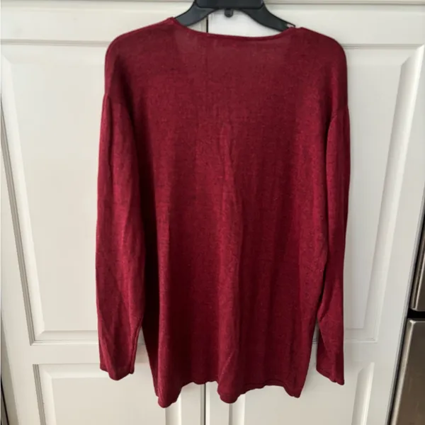 Mims Cole Womens Metallic Silk Red Lightweight Cardigan Sweater,‎ Size L - Image 6