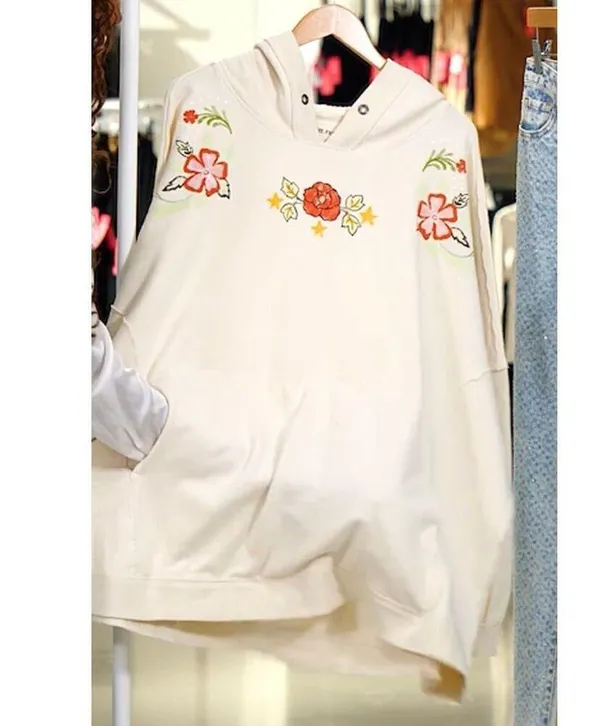 FREE PEOPLE We The Free Graphic Hoodie Ivory Combo Size L New w/ Tag MSRP $148 - Image 10