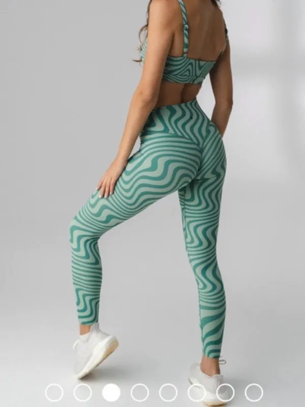 Vitality Balance Athletica Storm Pant Habitat Swirl Leggings Medium Blue Green - Image 2