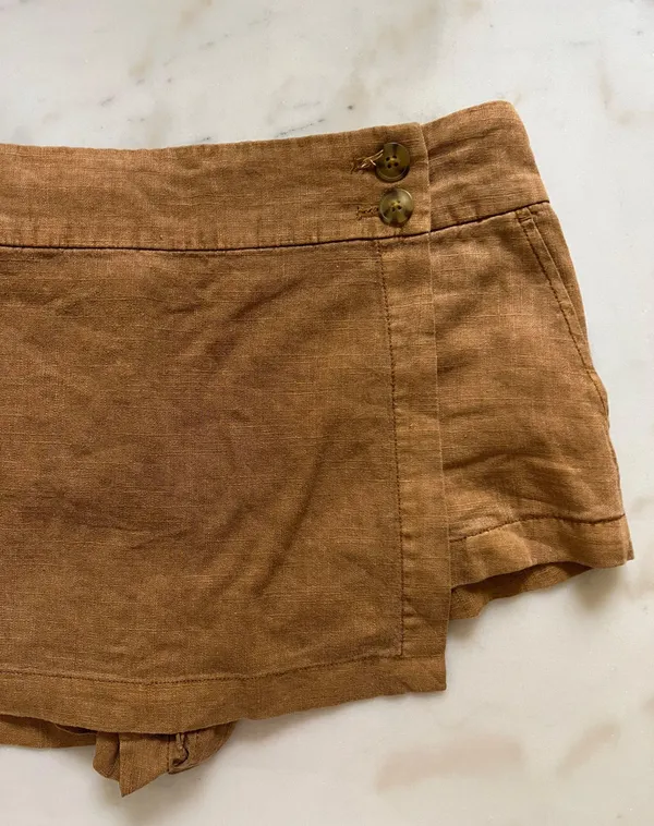 Free People Johana Linen Skort Brown Tan - Image 4