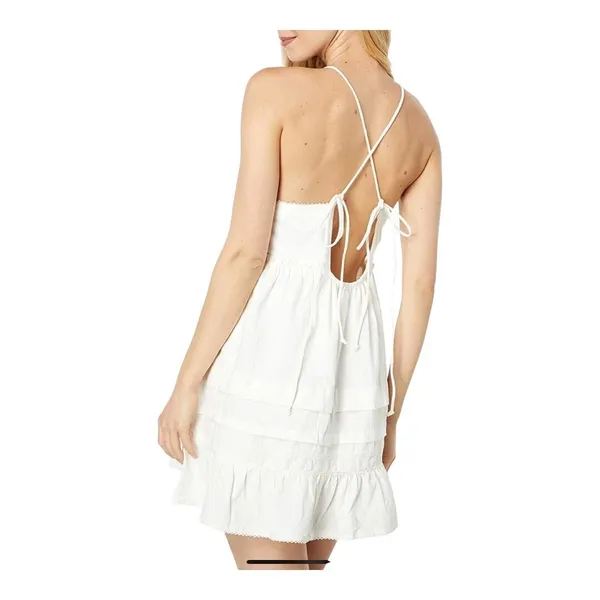 Free People Adella Mini Dress Womens Small Ivory White Boho‎ Open Back Button - Image 3