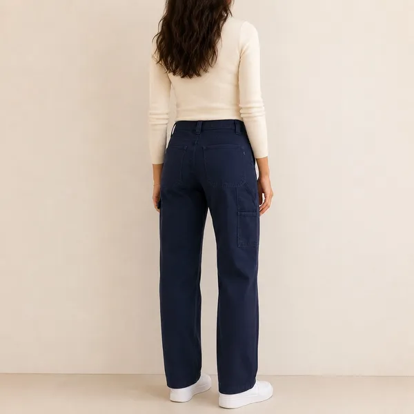 Aritzia TNA Navy Blue Utility Pants 100% Cotton Size 2 - Image 3