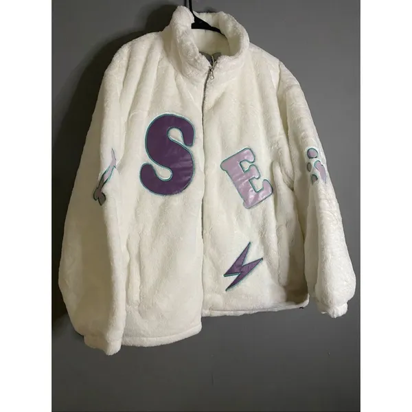 Aelfric Eden White Sherpa SEA Bones FishScale Zip Up Jacket Size Small NWT - Image 2