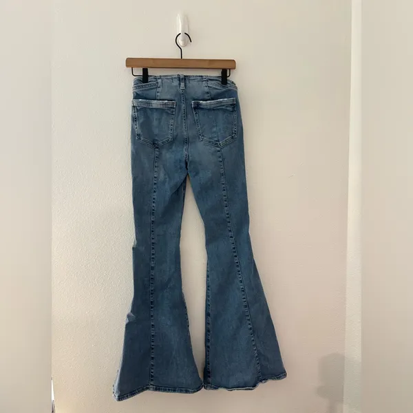 Free People We The Free Front Pleat Flare Jeans - Image 3