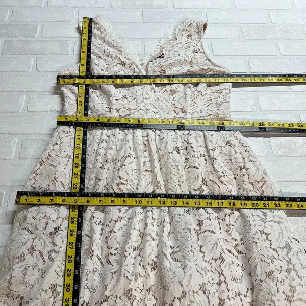 Lulus Midi Dress Womens XL Love Swept Lace White Floral Beige Lined A-Line Party - Image 15