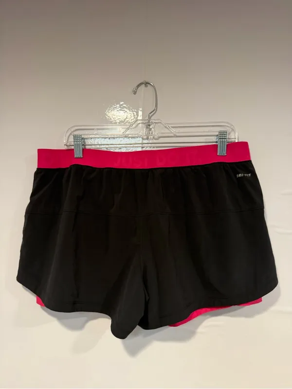 Nike Women's Black & Pink Athletic Running Shorts - 'Just‎ Do It' Waistband - Image 4