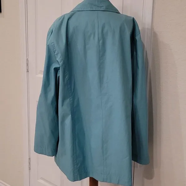 Isaac Mizrahi Live Turquoise Rain Trench Jacket XL Coat A213138 QVC Blue - Image 5